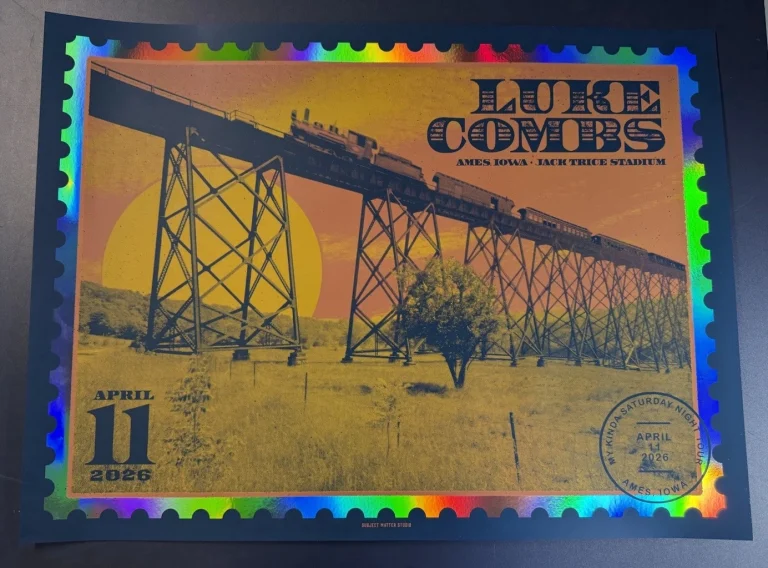 Luke Combs 2026 Ames Iowa Poster 4/11/26 Jack Trice Stadium Foil LE Only 25 Made