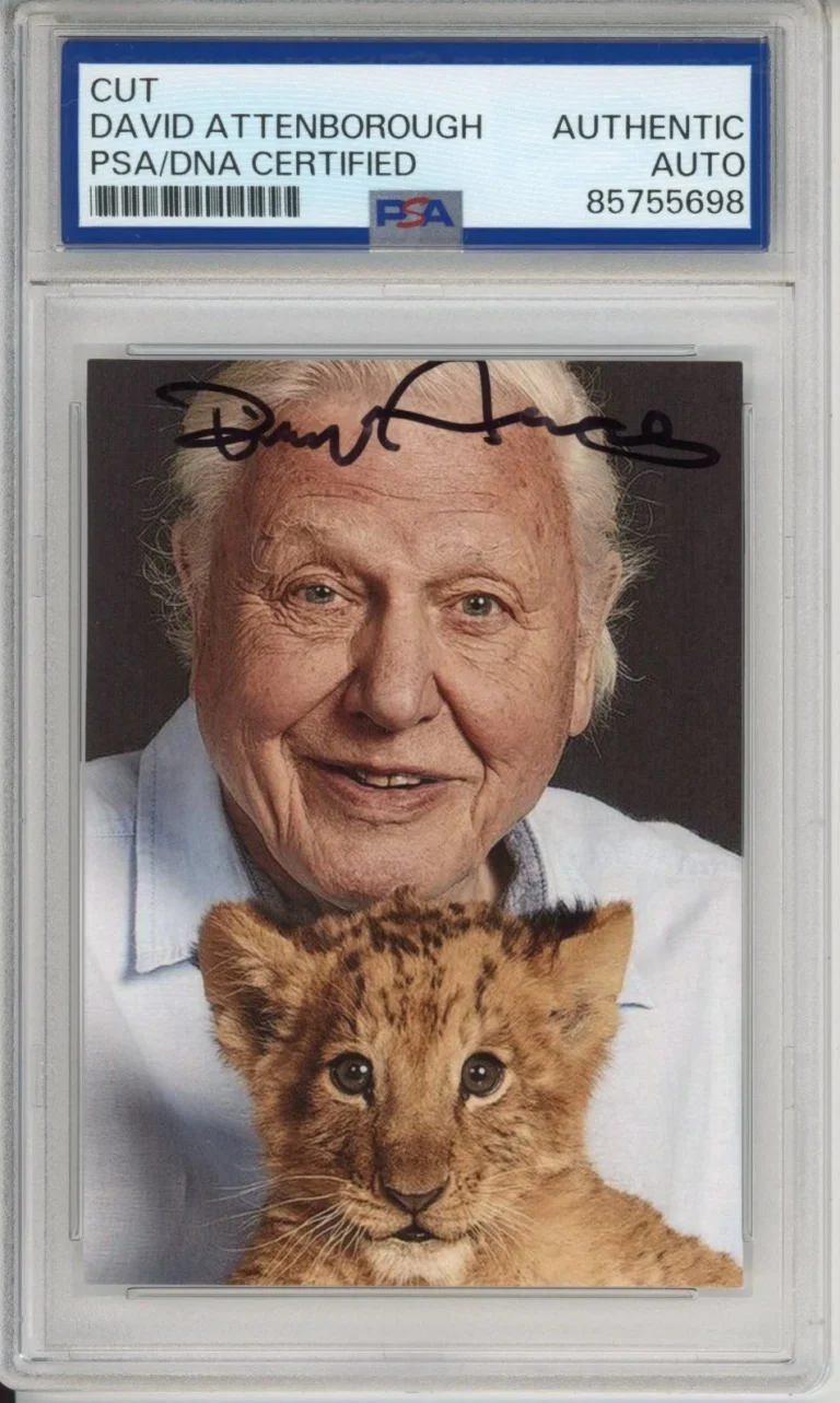 DAVID ATTENBOROUGH SIGNED AUTOGRAPH PLANET EARTH BABY LION PHOTO PSA DNA COA