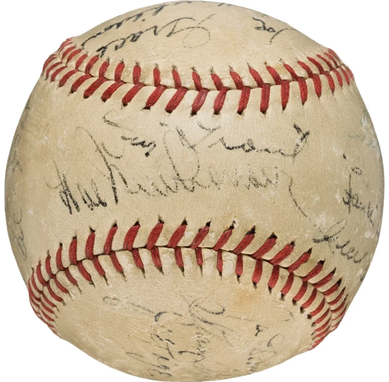 1949 All Star Team Signed Baseball Joe Dimaggio Ted Williams JSA & Beckett COA