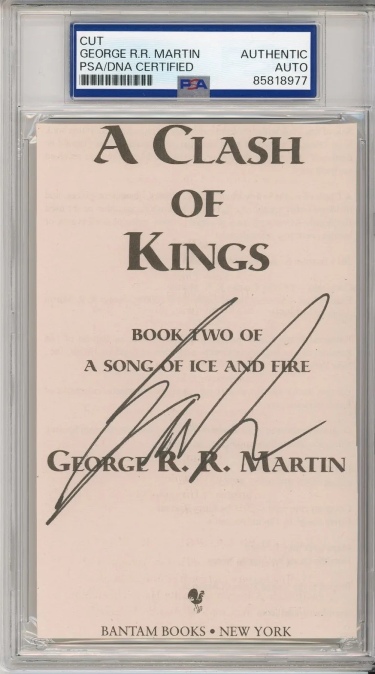 GEORGE RR MARTIN SIGNED GAME OF THRONES A CLASH OF KINGS CUT AUTO PSA DNA COA