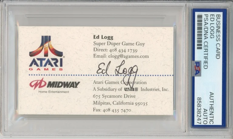 ED LOGG ATARI VIDEO GAME CREATOR SIGNED BUSINESS CARD PSA DNA COA AUTOGRAPH AUTO