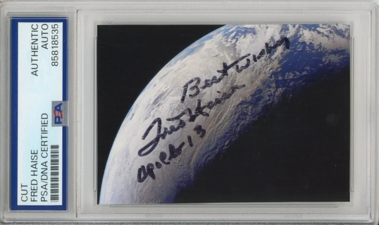 FRED HAISE APOLLO 13 ASTRONAUT EARTH PICTURE PSA DNA COA SIGNED AUTOGRAPH NASA