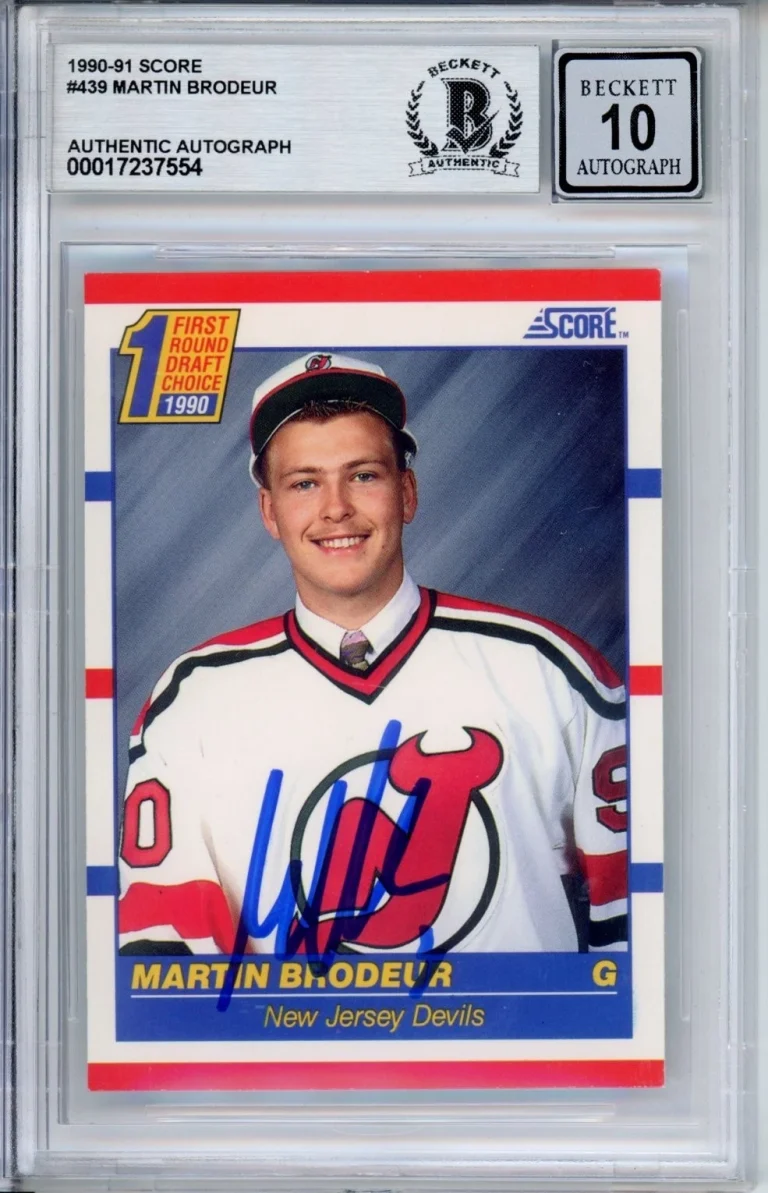 1990 SCORE MARTIN BRODEUR SIGNED ROOKIE RC CARD BAS BECKETT GEM 10 AUTOGRAPH