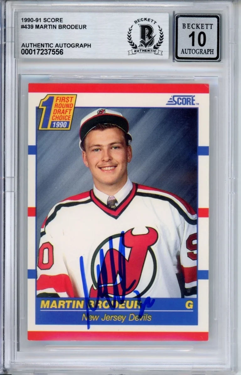 1990 SCORE MARTIN BRODEUR SIGNED ROOKIE RC BAS BECKETT GEM 10 AUTOGRAPH AUTO