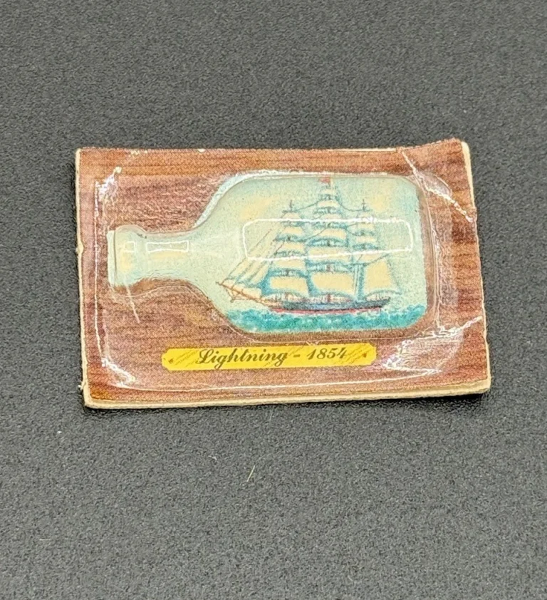 Vintage Premium Cracker Jack Ship in a Bottle Prize Toy Lightning