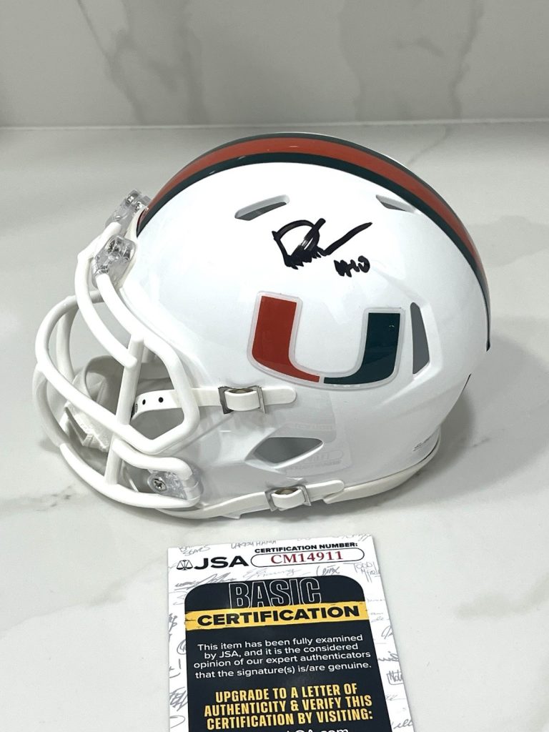 Darian Mensah Hand Signed Miami Hurricanes Mini Helmet JSA CERT 1
