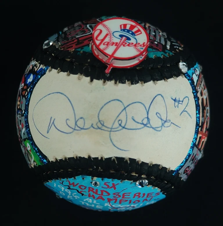 Derek Jeter Rookie Signed Charles Fazzino Hand Painted Pop Art Baseball JSA COA