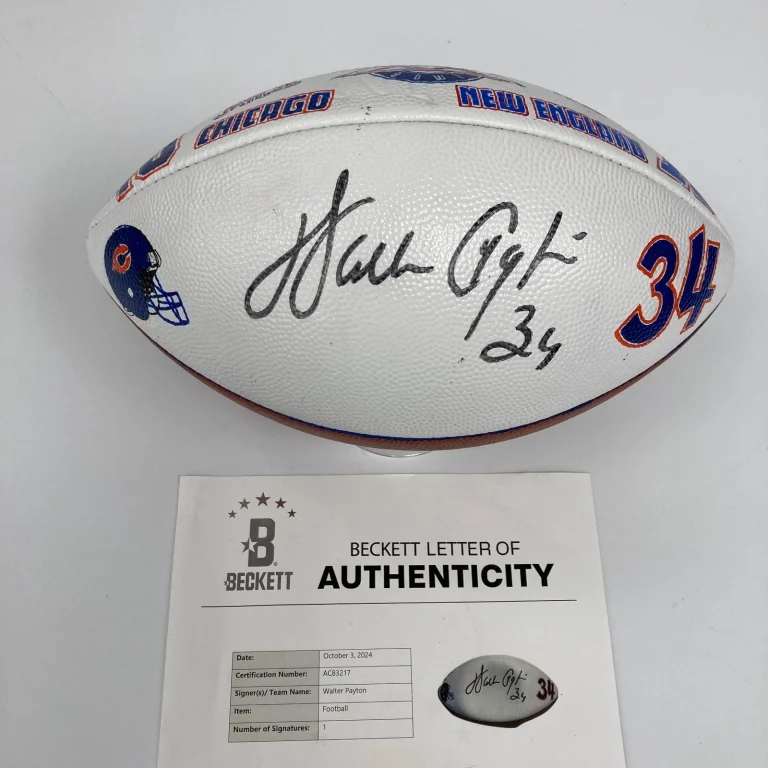 Walter Payton Signed 1986 Super Bowl Presentational Football Beckett COA