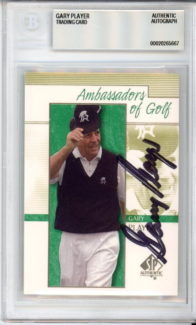 2001 UD SP AUTHENTIC AMBASSADORS GARY PLAYER SIGNED BECKETT BAS COA AUTOGRAPH