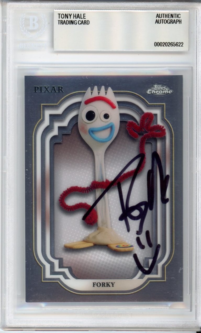 2024 TOPPS CHROME DISNEY TOY STORY FORKY TONY HALE SIGNED BECKETT BAS AUTOGRAPH