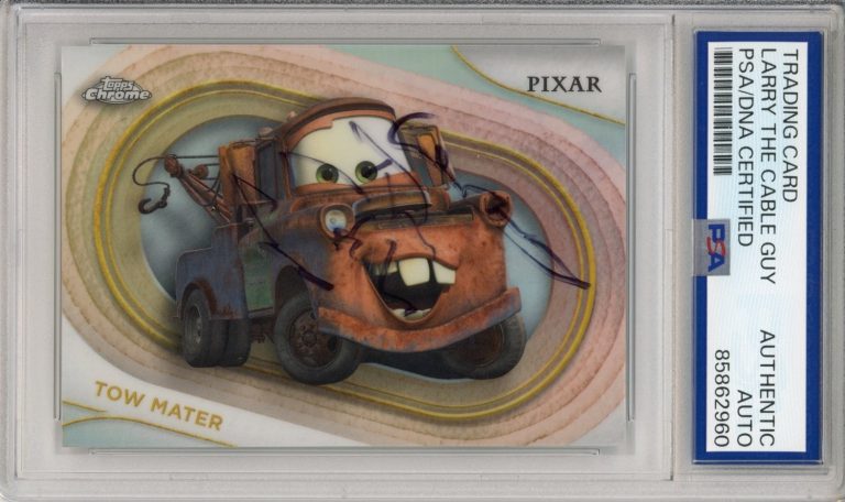 2025 TOPPS CHROME REFRACTOR DISNEY CARS MATER SIGNED LARRY CABLE GUY PSA DNA COA