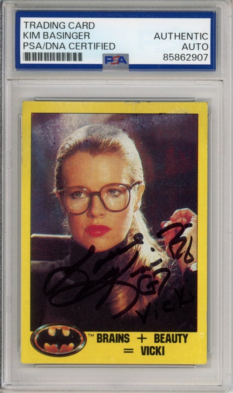 1989 Topps Batman #222 KIM BASINGER Vicki Vale Signed Autograph Card PSA DNA COA