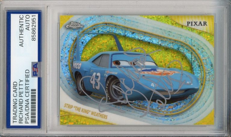 2025 TOPPS CHROME DISNEY CARS SIGNED YELLOW REF KING RICHARD PETTY PSA DNA COA