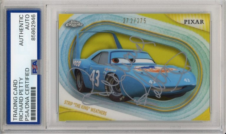 2025 TOPPS CHROME YELLOW /275 DISNEY CARS SIGNED KING RICHARD PETTY PSA DNA AUTO