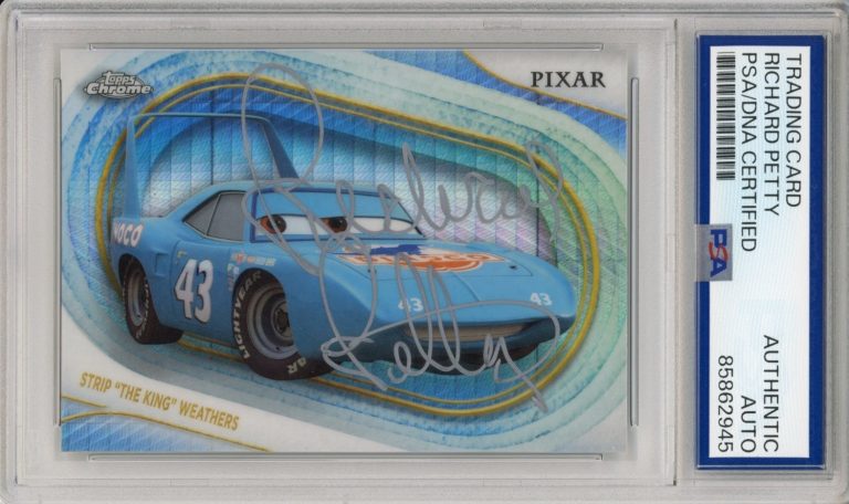 2025 TOPPS CHROME DISNEY CARS SIGNED WAVE REFRACTOR RICHARD PETTY PSA DNA AUTO