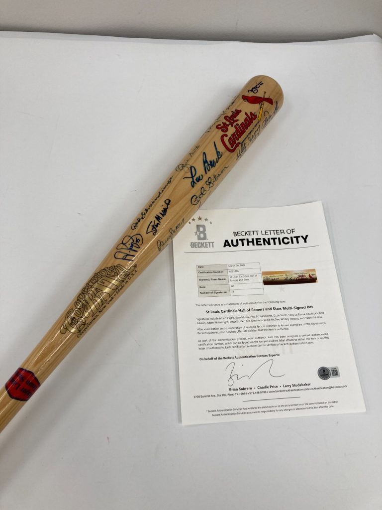 Albert Pujols Stan Musial St. Louis Cardinals HOF Legends Signed Bat Beckett COA