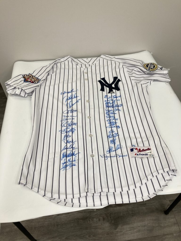 2009 New York Yankees World Series Champs Team Signed Jersey #5/6 Steiner & JSA