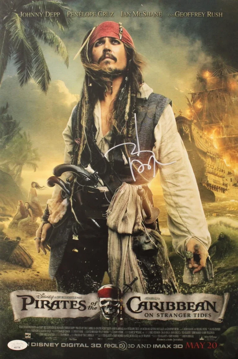 JOHNNY DEPP SIGNED AUTOGRAPH PIRATES OF THE CARIBBEAN 12x18 POSTER PHOTO JSA COA