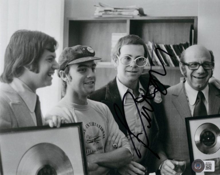 Bernie Taupin Signed Autograph 8x10 Photo with young Elton John Beckett BAS COA