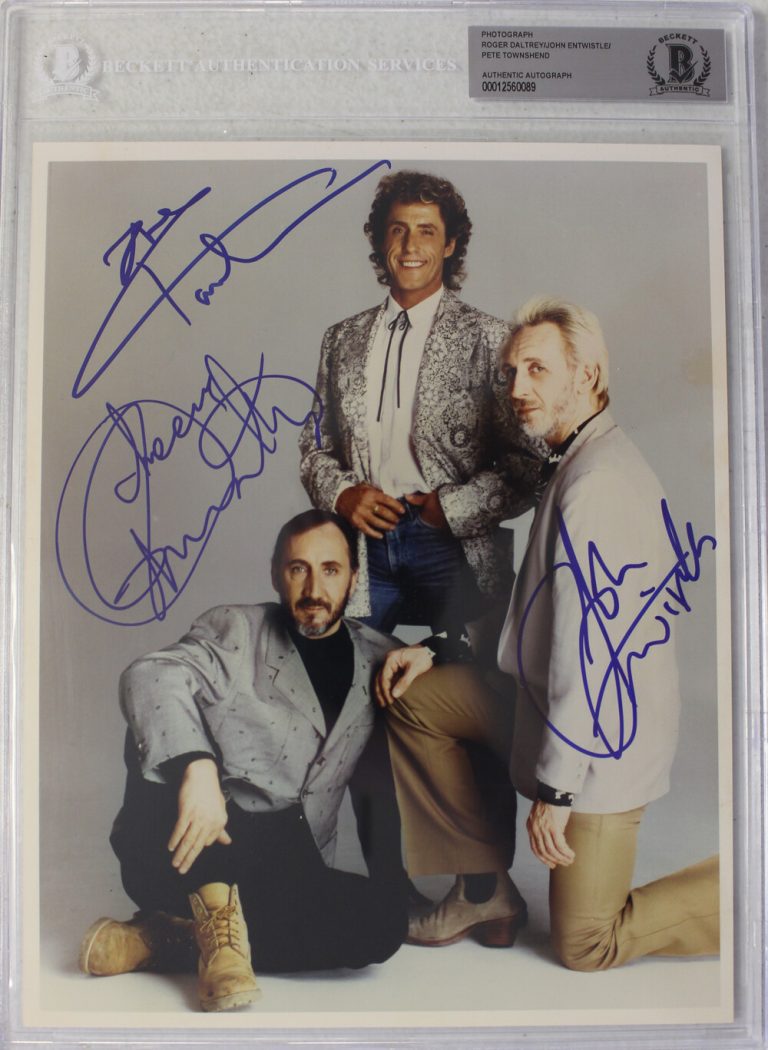 The Who Roger Daltrey, Pete Townshend, Entwistle Signed 8x10 Photo BAS 35483