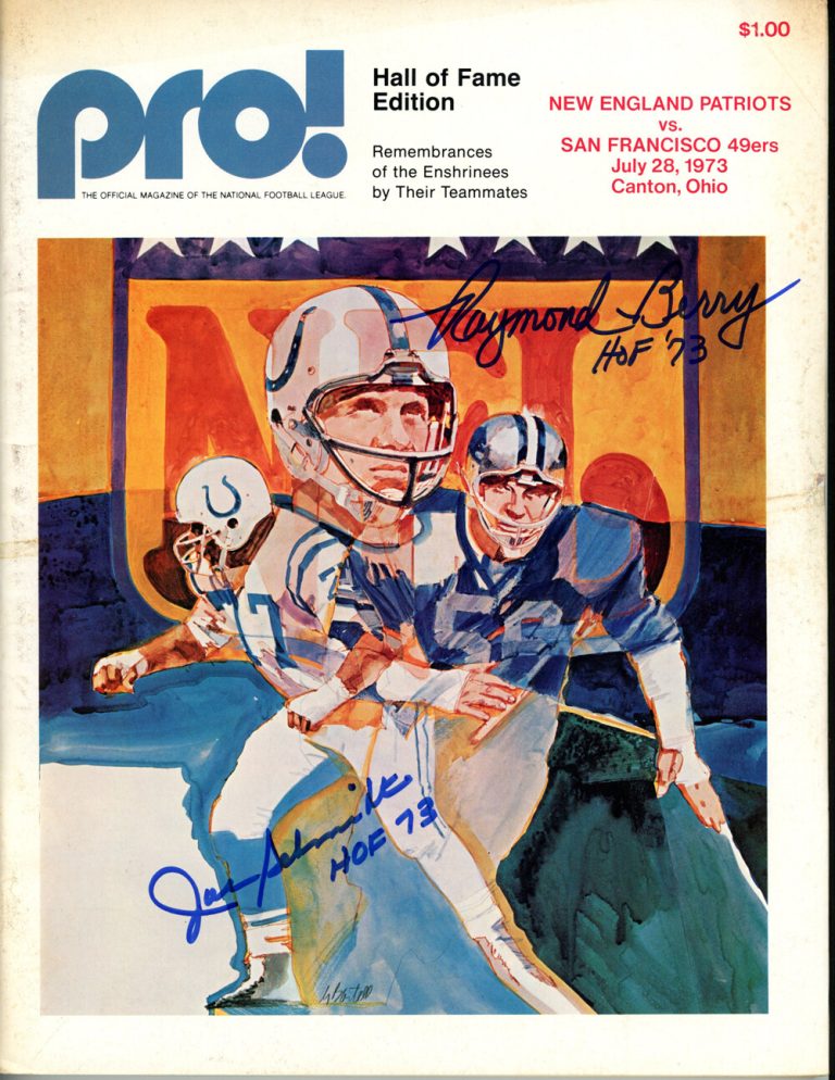 Raymond Berry & Joe Schmidt Signed 1973 Pro Magazine HOF Beckett 38066