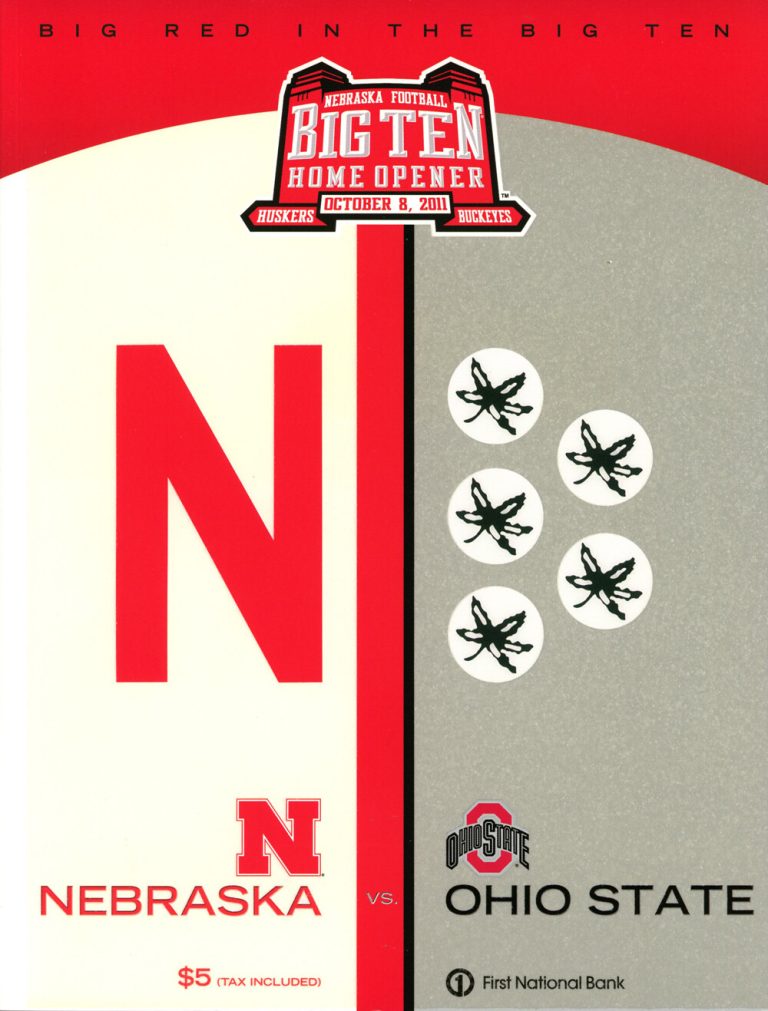 Nebraska Cornhuskers Big Ten Opener 10/8/2011 Program vs Ohio State 38388