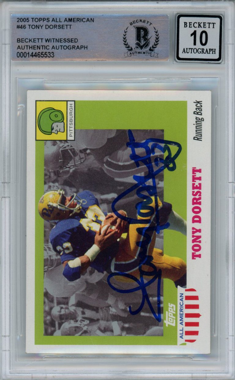 Tony Dorsett Signed 2005 Topps All American Trading Card Beckett 10 Slab 38637