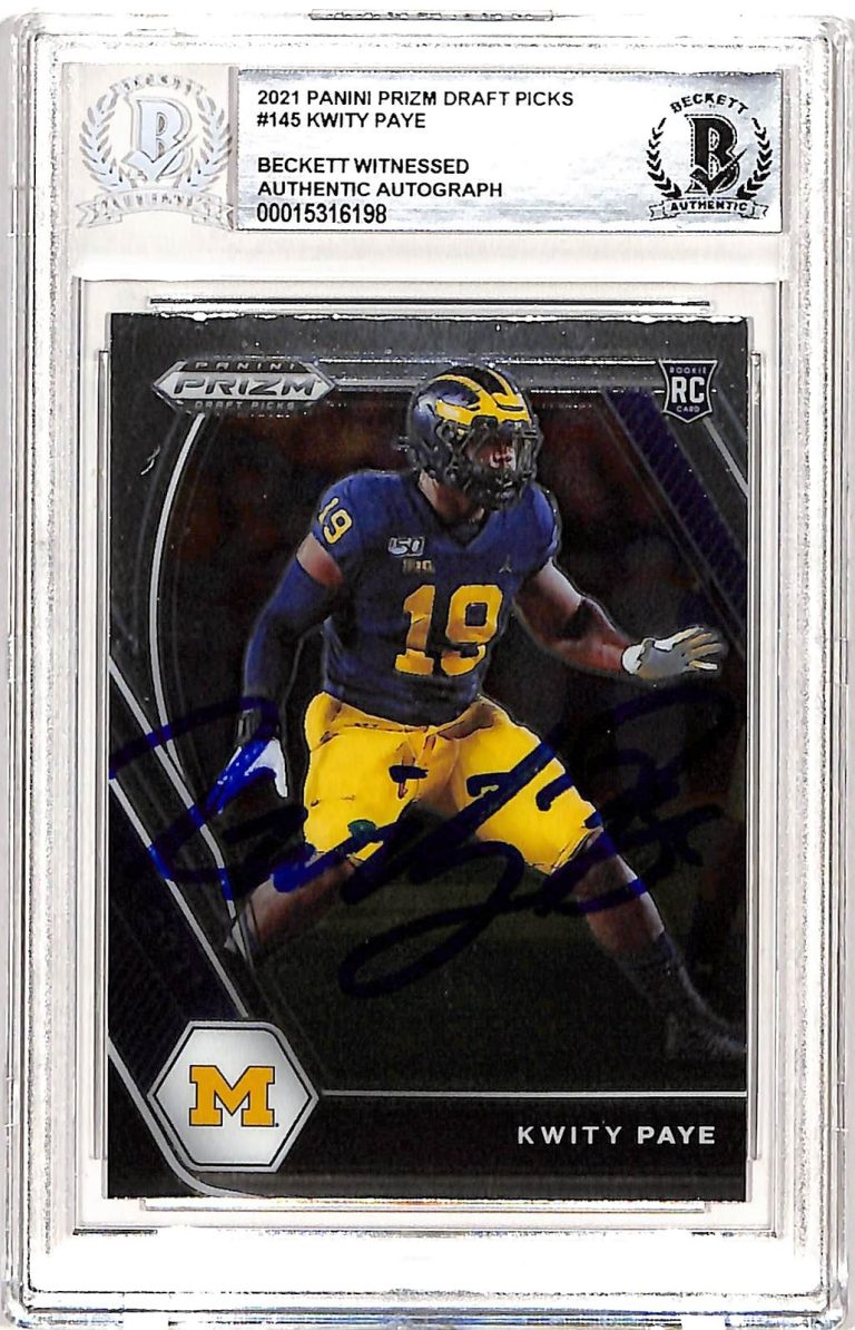 Kwity Paye Autographed Prizm 2021 Draft Picks #145 Card Slabbed Beckett 38923