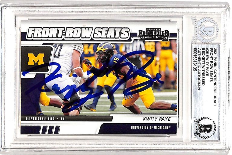 Kwity Paye Autographed Contenders Front Row 2021 #36 Card Slab Beckett 38929