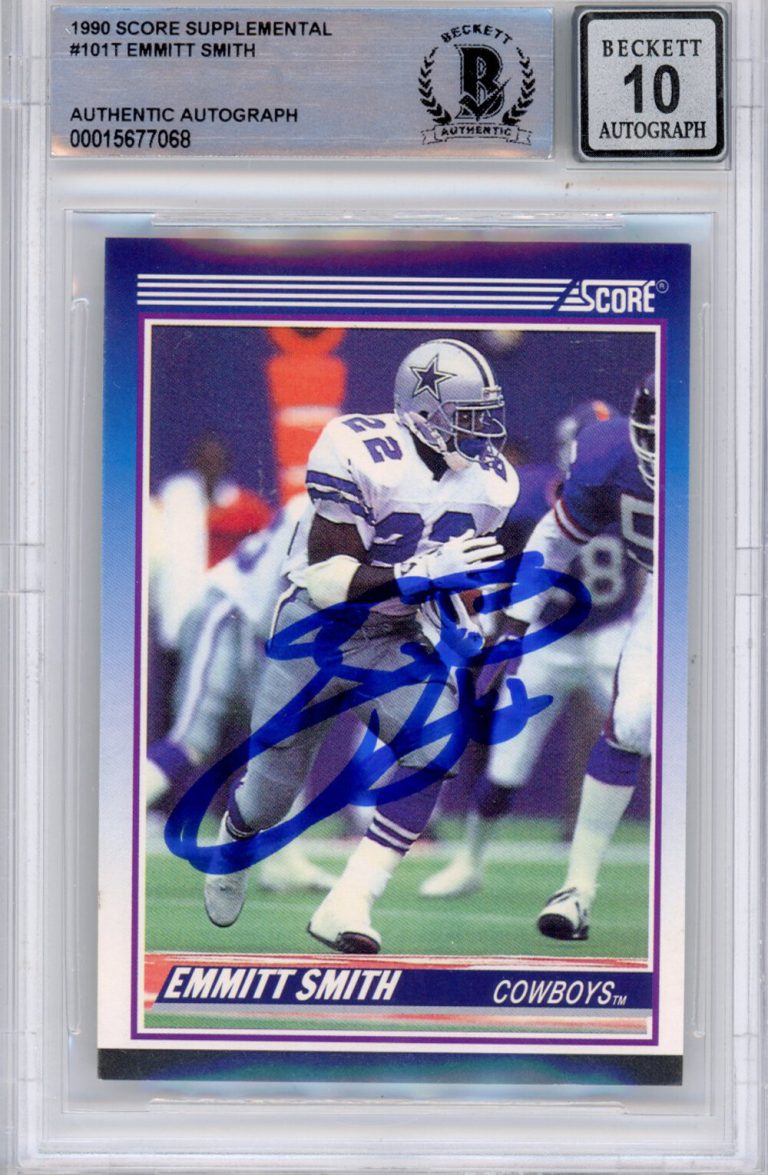 Emmitt Smith Signed 1990 Score Supplemental #101 (Grade 10) Slabbed BAS 39908