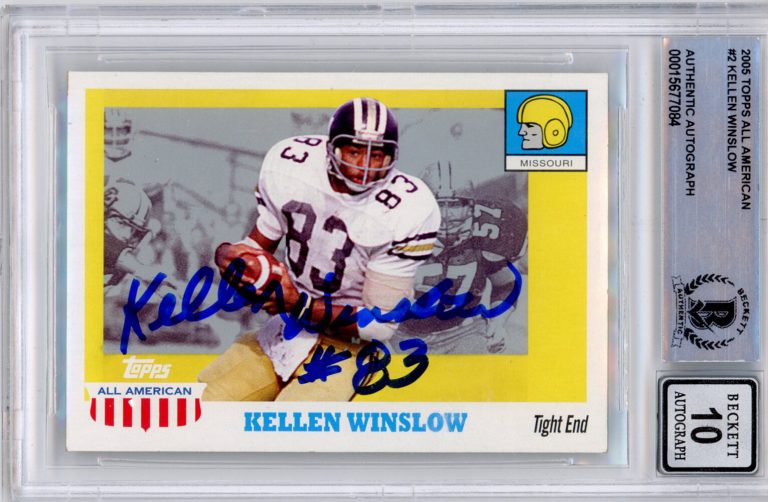 Kellen Winslow Signed 2005 Topps American #2 (Grade 10) Slabbed BAS 39902