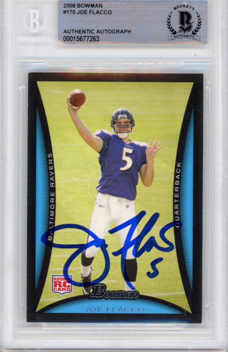 Joe Flacco Autographed  2008 Bowman #170 Beckett Slabbed 39904