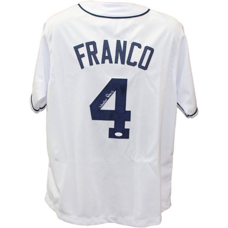 Wander Franco Autographed/Signed Pro Style White Jersey JSA 43532