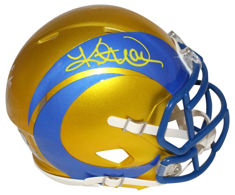 Kurt Warner Autographed Los Angeles Rams Flash Mini Helmet Beckett 40502