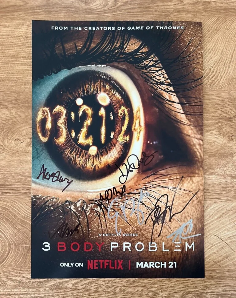 * 3 BODY PROBLEM * signed 12x18 poster * EIZA GONZALEZ, JOHN BRADLEY + 5 MORE *