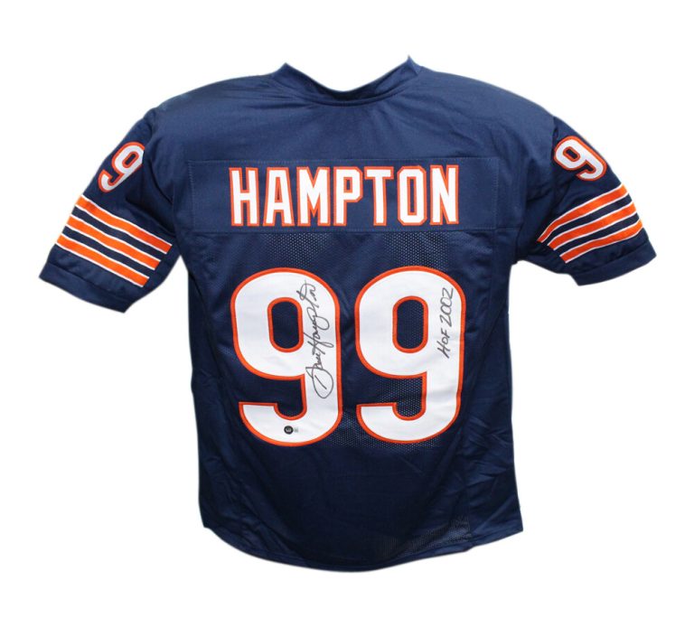 Dan Hampton Autographed/Signed Pro Style Blue HOF Jersey Beckett 41025
