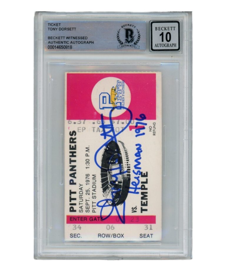 Tony Dorsett Autographed/Signed 9/25/1976 Ticket Heisman Beckett 39424