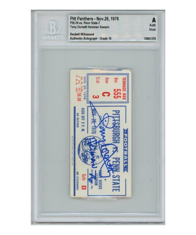Tony Dorsett Autographed/Signed 11/26/1976 Ticket Heisman Beckett 39418