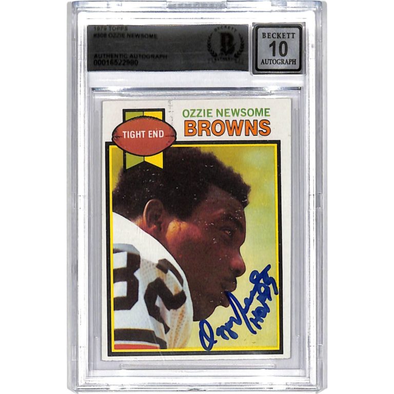 Ozzie Newsome Signed 1979 Topps #308 Trading Card HOF Beckett 44551