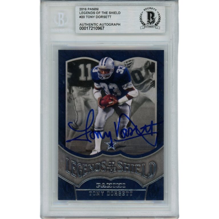 Tony Dorsett Autographed 2016 Panini 20 Slabbed Trading Card Beckett 45927
