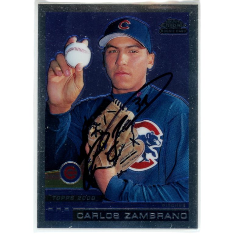 Carlos Zambrano Autographed Chicago Cubs 2000 Topps Chrome T29 Card 48790