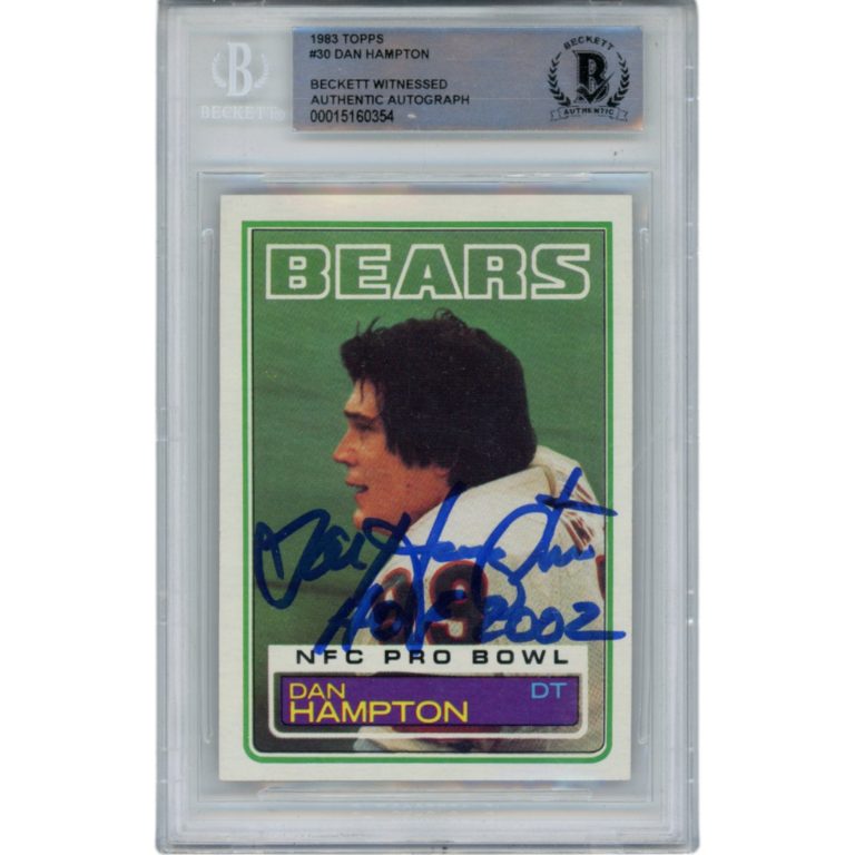 Dan Hampton Autographed/Signed 1983 Topps #30 Slabbed Trading Card Beckett 49362