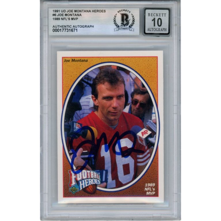 Joe Montana Autographed/Signed 91 Upper Deck #6 Slab Trading Card Beckett 49941