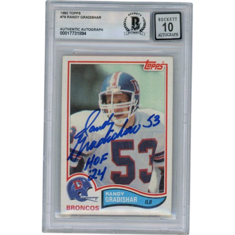Randy Gradishar Autographed 1982 Topps #79 10 Grade Slabbed Card Beckett 50010