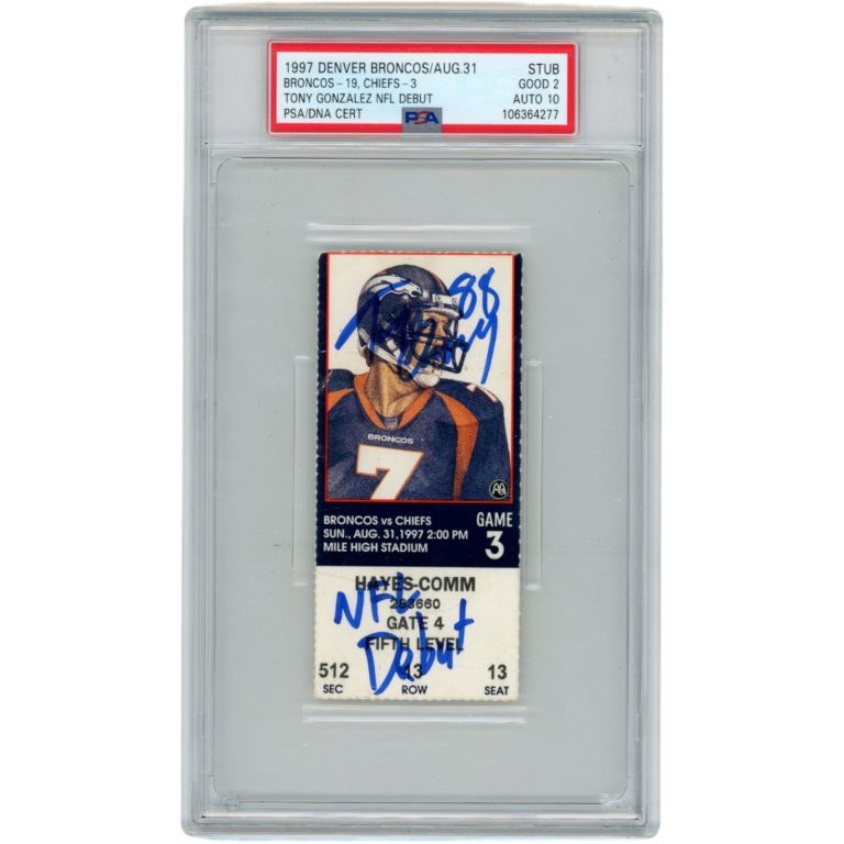 Tony Gonzalez Signed Kansas City Chiefs NFL Debut PSA 2 Ticket Slab PSA 47437