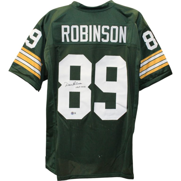 Dave Robinson Autographed Pro Style sz XL Green Jersey HOF Beckett Witness 51033