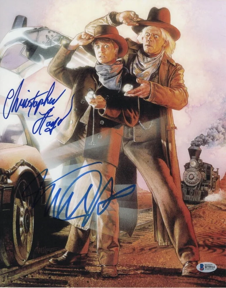 MICHAEL J FOX & CHRISTOPHER LLOYD CAST SIGNED AUTOGRAPH 11x14 PHOTO E - BECKETT