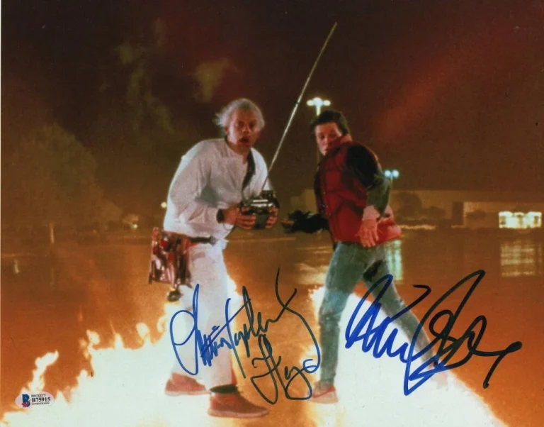 MICHAEL J FOX & CHRISTOPHER LLOYD CAST SIGNED AUTOGRAPH 11x14 PHOTO J - BECKETT
