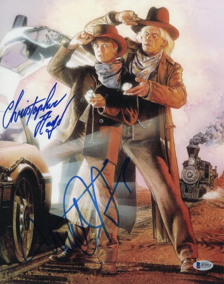 MICHAEL J FOX & CHRISTOPHER LLOYD CAST SIGNED AUTOGRAPH 11x14 PHOTO K - BECKETT