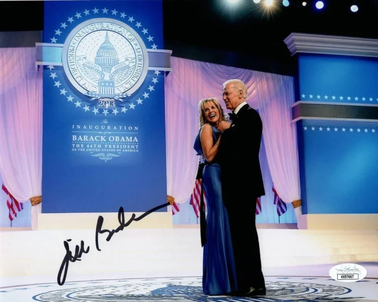 JILL BIDEN SIGNED AUTOGRAPH 8X10 PHOTO W/ JOE @ PRESIDENT OBAMA INAUGURATION JSA
